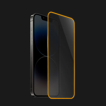 Picasee Ochranné tvrdené sklo so svietiacim rámčekom pre Apple iPhone 12 Pro Max - Oranžová