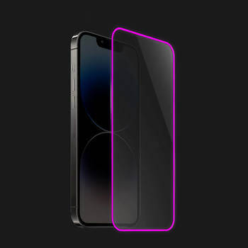 Picasee Ochranné tvrdené sklo so svietiacim rámčekom pre Apple iPhone 15 Plus - Ružová