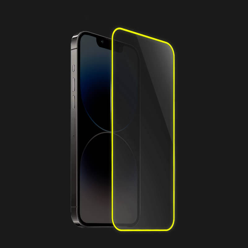 3x Picasee Ochranné tvrdené sklo so svietiacim rámčekom pre Apple iPhone 15 Pro Max - Žltá