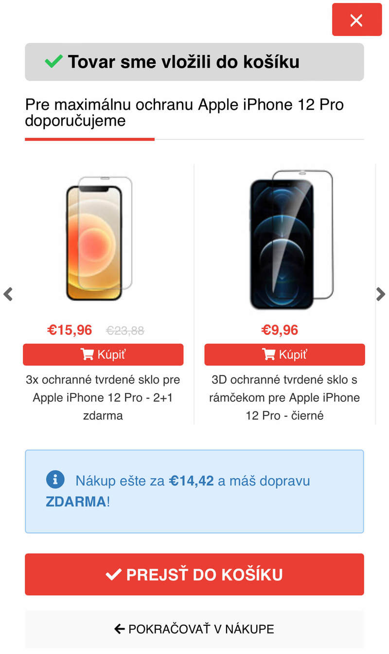 Ku krytu môžete pridat ochranné sklo