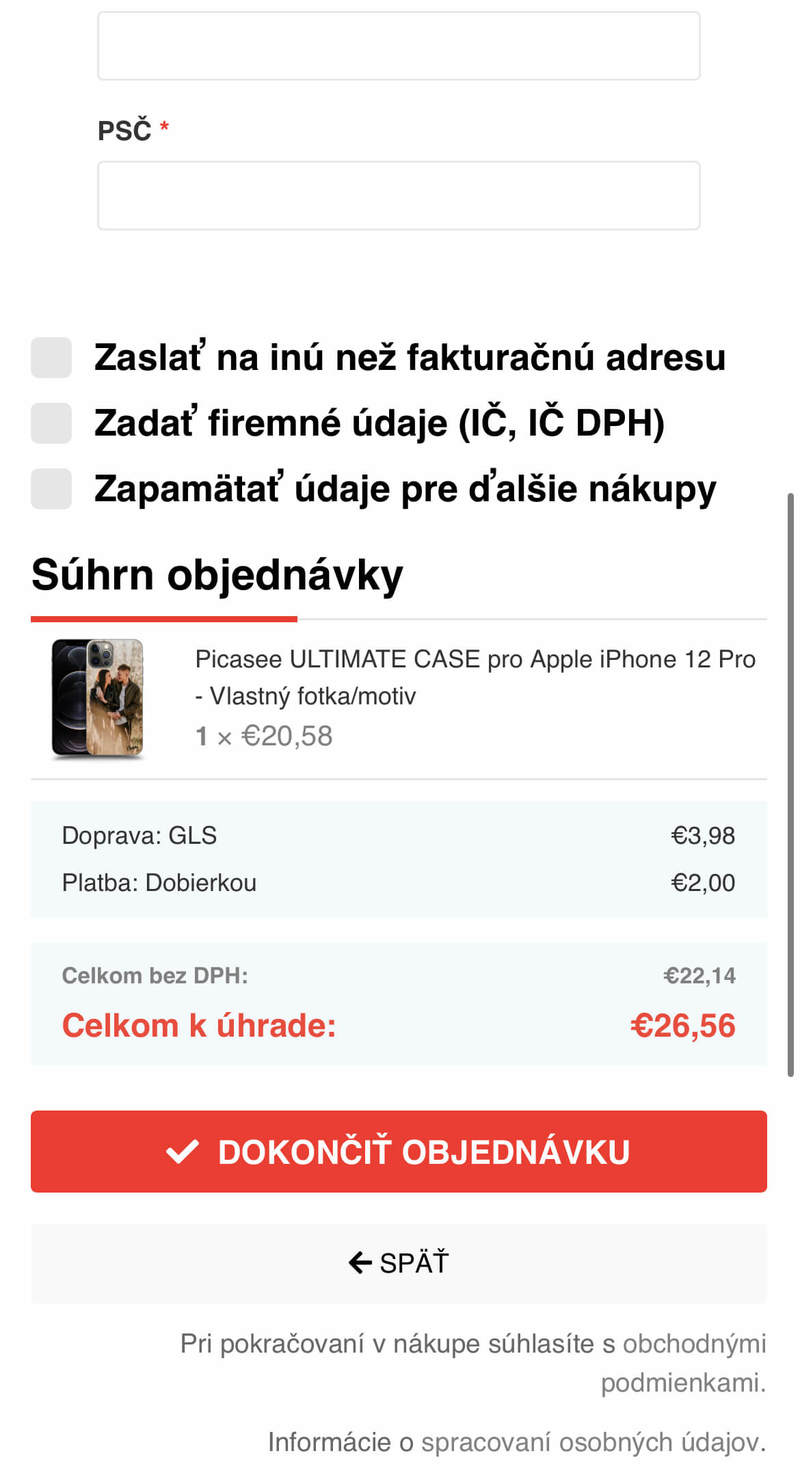 Vyberte si dopravu, spôsob platby, vyplňte dodaciu adresu