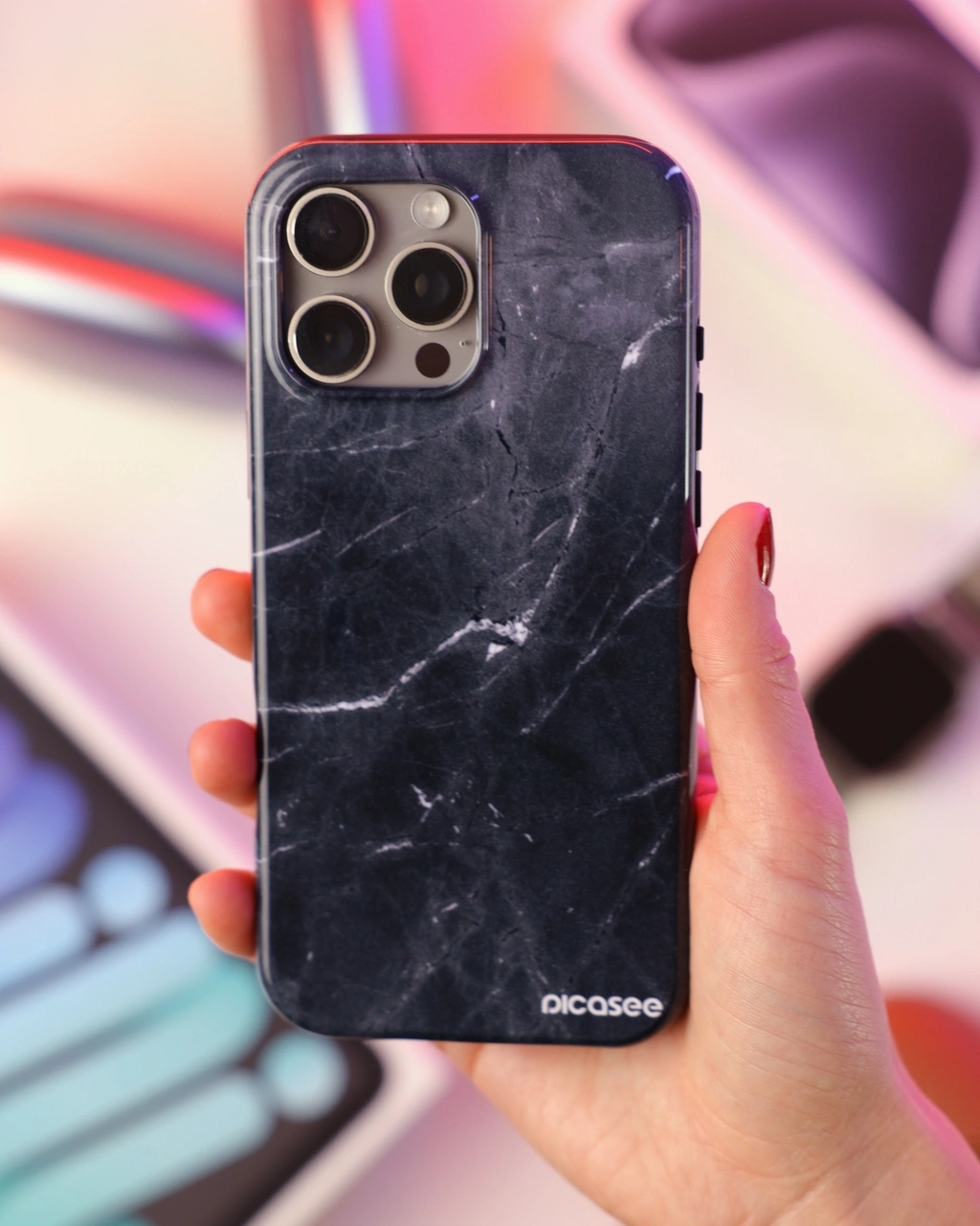 Fashion Case MagSafe pre Apple iPhone 16e - Black marble