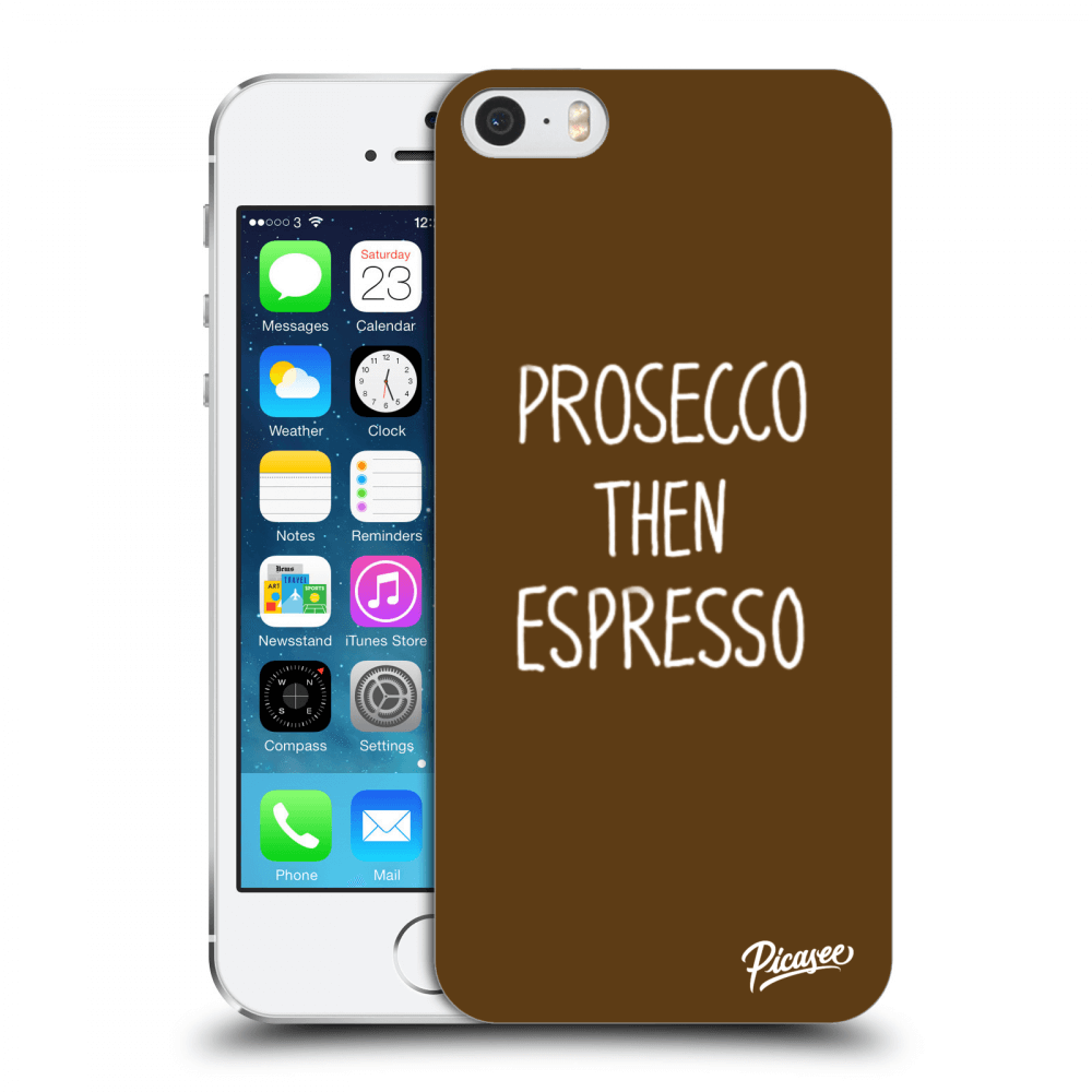 Picasee silikónový prehľadný obal pre Apple iPhone 5/5S/SE - Prosecco then espresso