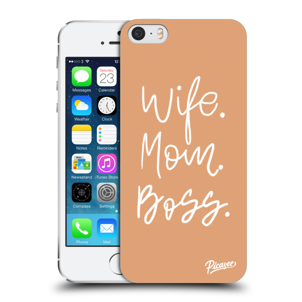 Picasee silikónový prehľadný obal pre Apple iPhone 5/5S/SE - Boss Mama