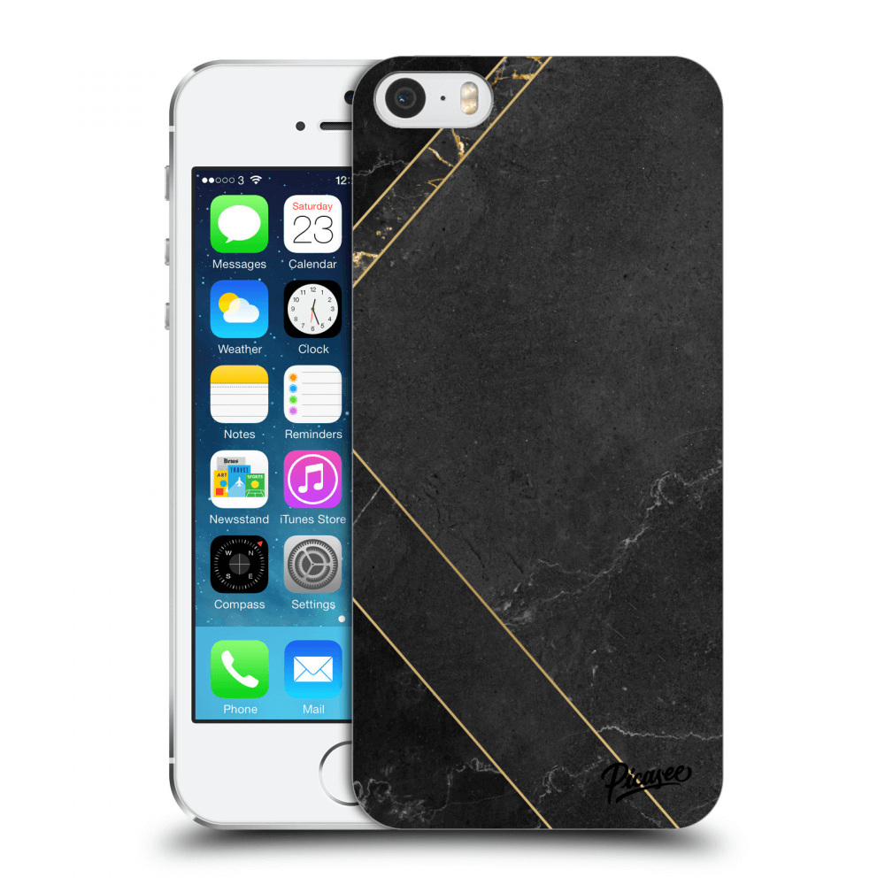 Picasee silikónový prehľadný obal pre Apple iPhone 5/5S/SE - Black tile