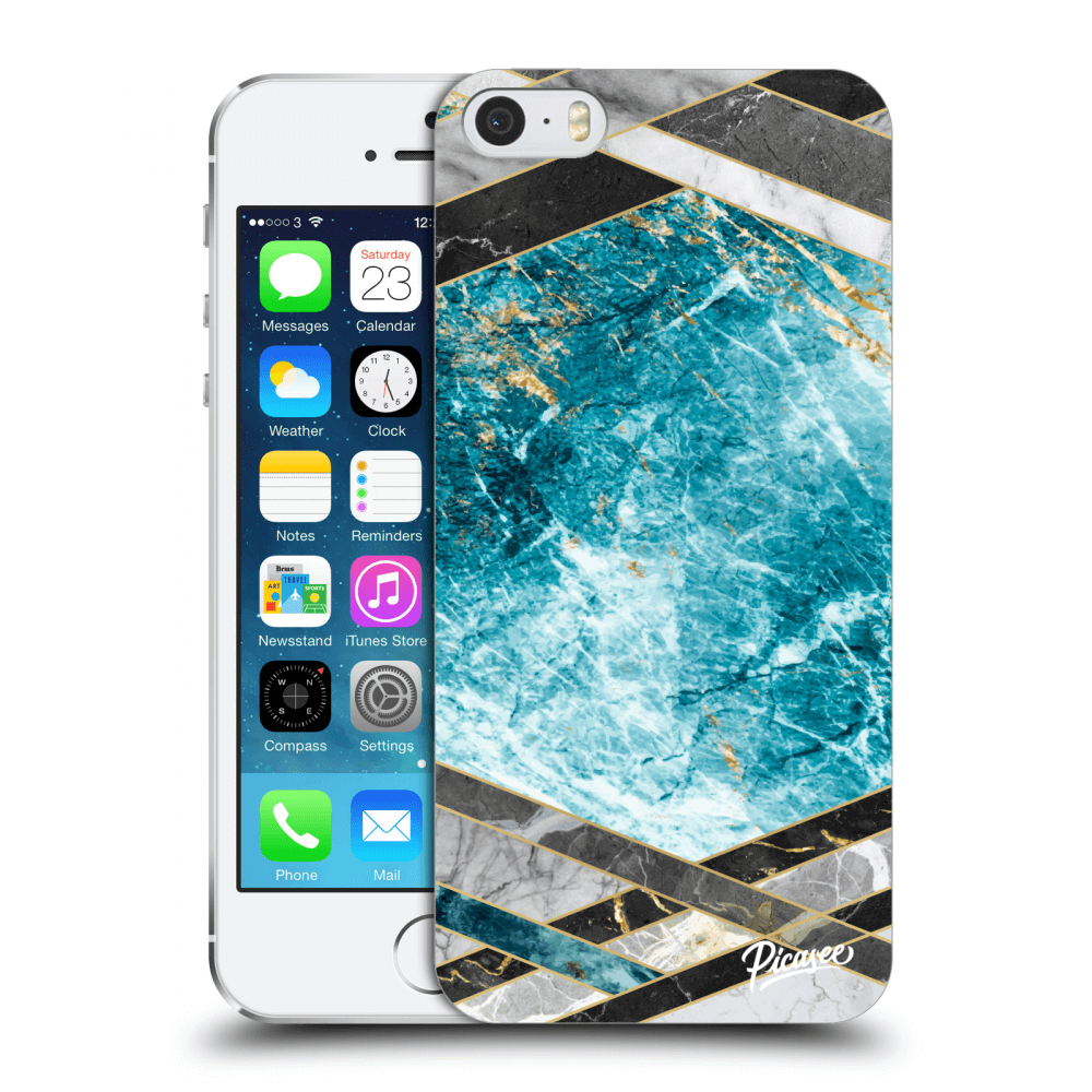 Picasee silikónový prehľadný obal pre Apple iPhone 5/5S/SE - Blue geometry