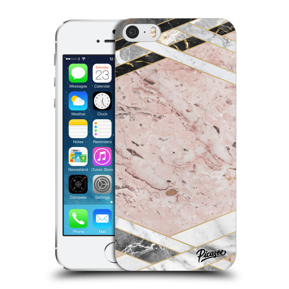 Picasee silikónový prehľadný obal pre Apple iPhone 5/5S/SE - Pink geometry