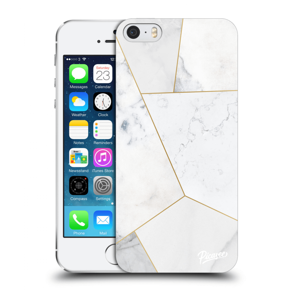 Picasee silikónový prehľadný obal pre Apple iPhone 5/5S/SE - White tile