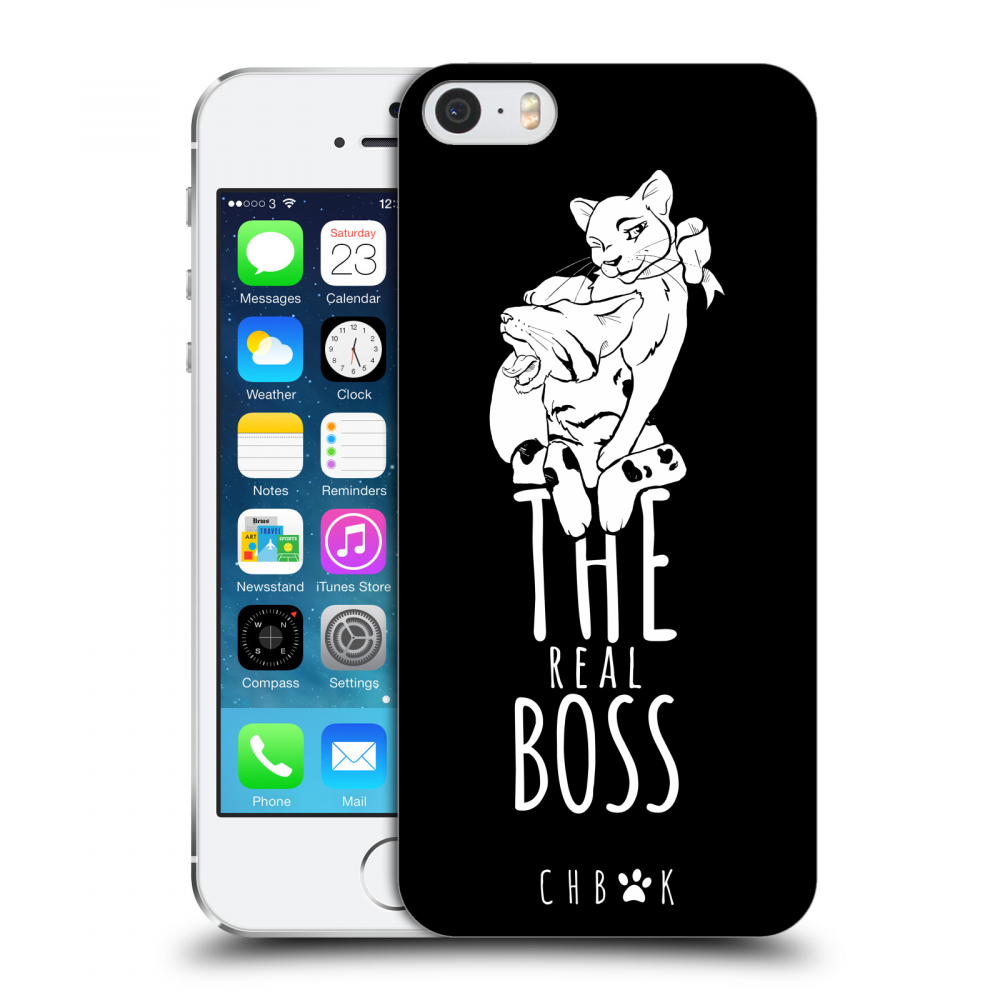 Picasee silikónový prehľadný obal pre Apple iPhone 5/5S/SE - CHBMK - The real Boss - black