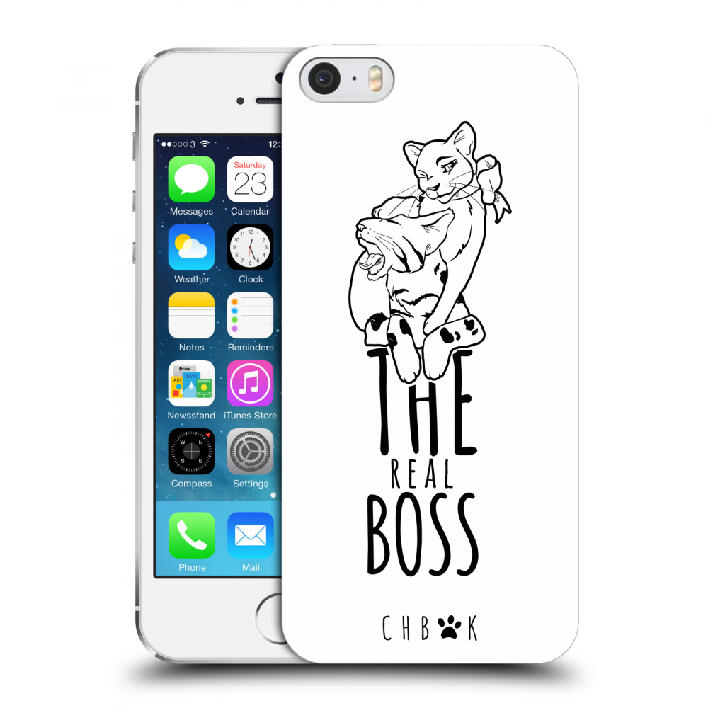 Picasee silikónový prehľadný obal pre Apple iPhone 5/5S/SE - CHBMT - The real Boss - white