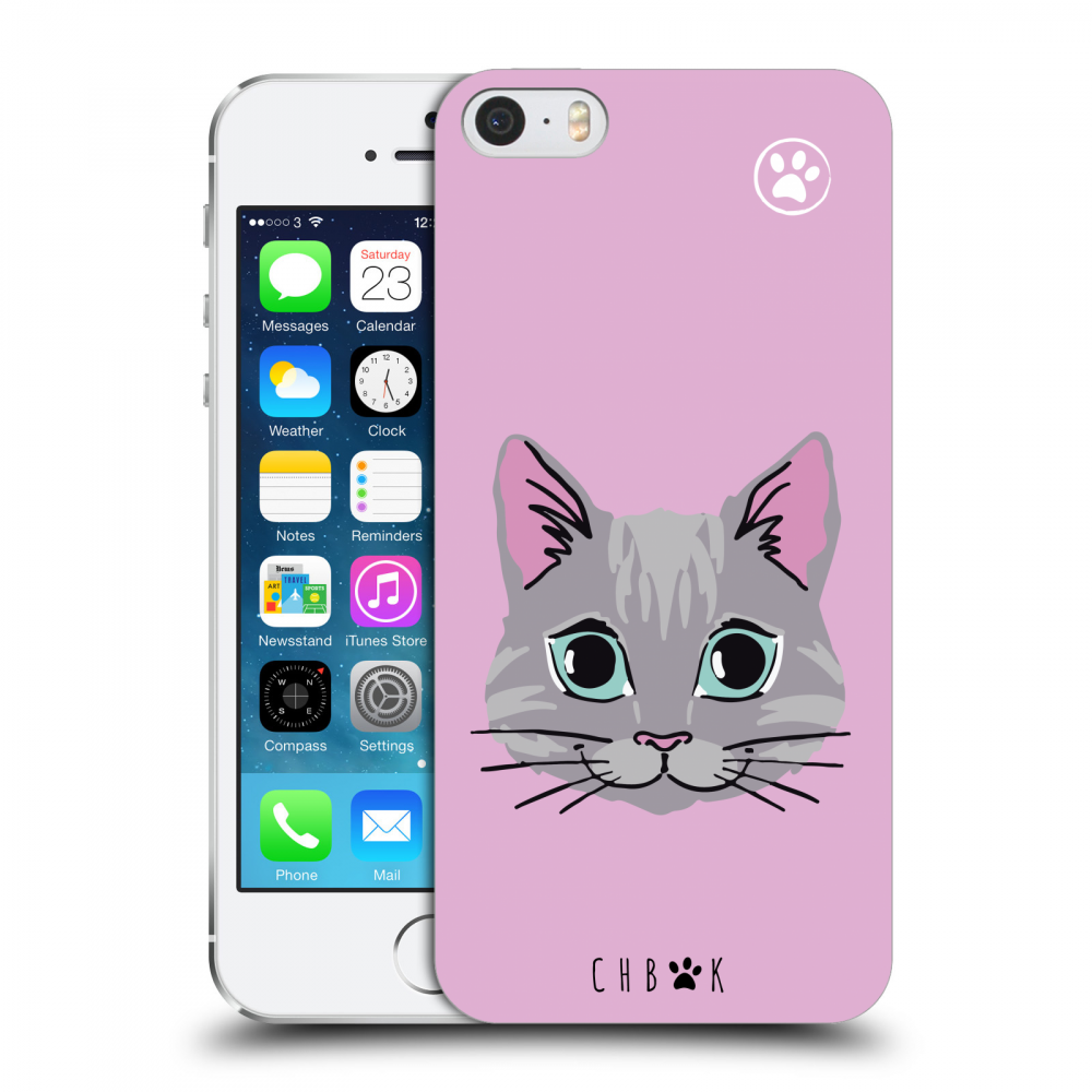 Picasee silikónový prehľadný obal pre Apple iPhone 5/5S/SE - Chybí mi kočky - Růžová