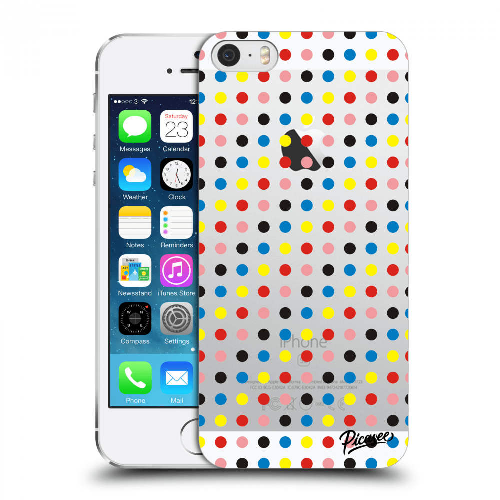 Picasee silikónový prehľadný obal pre Apple iPhone 5/5S/SE - Colorful dots