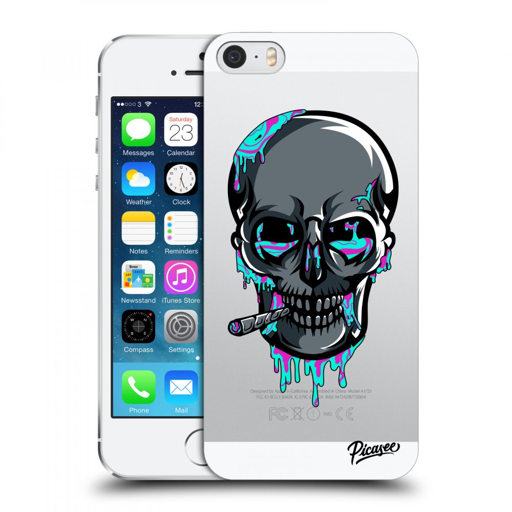 Picasee silikónový prehľadný obal pre Apple iPhone 5/5S/SE - EARTH - Lebka 3.0
