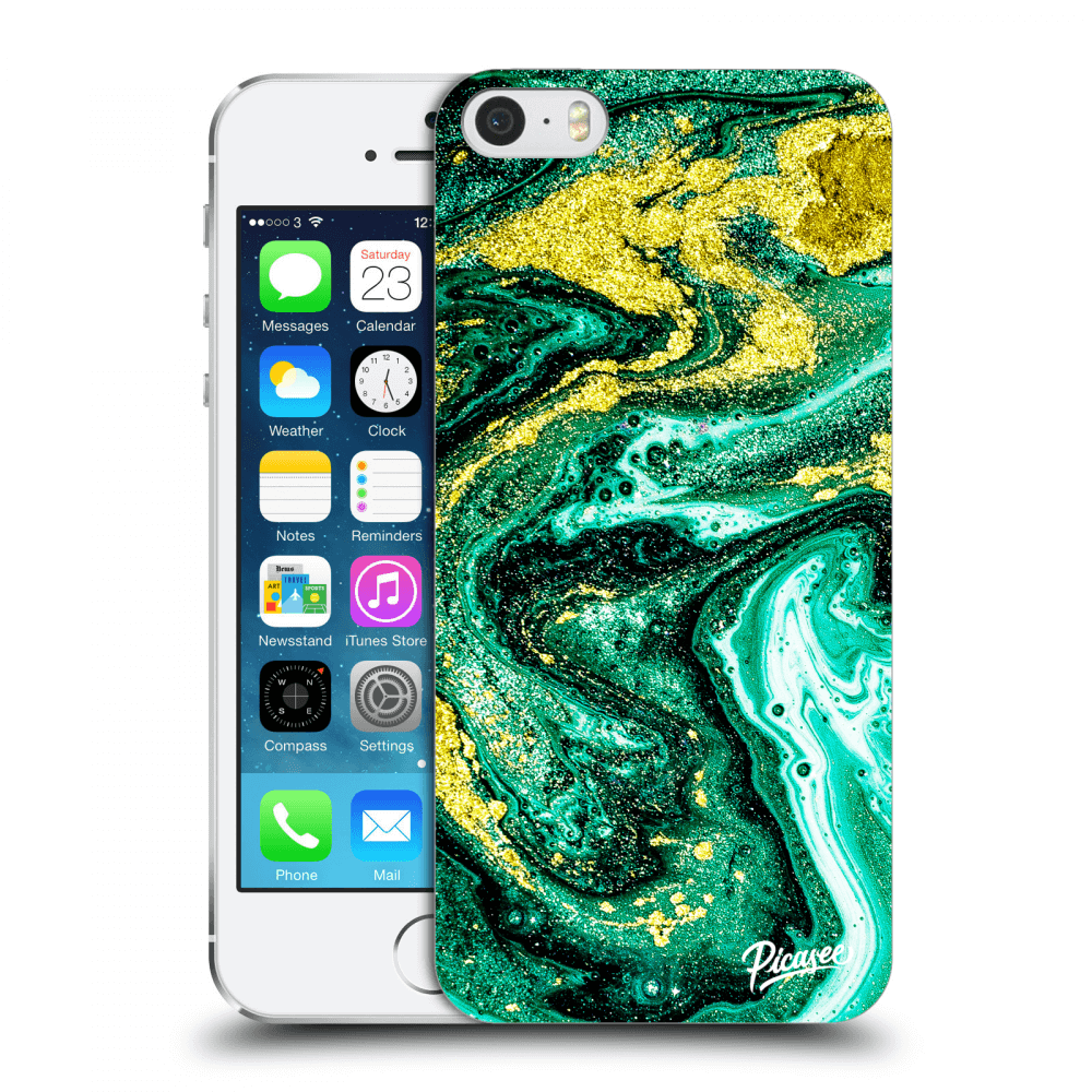 Picasee silikónový prehľadný obal pre Apple iPhone 5/5S/SE - Green Gold