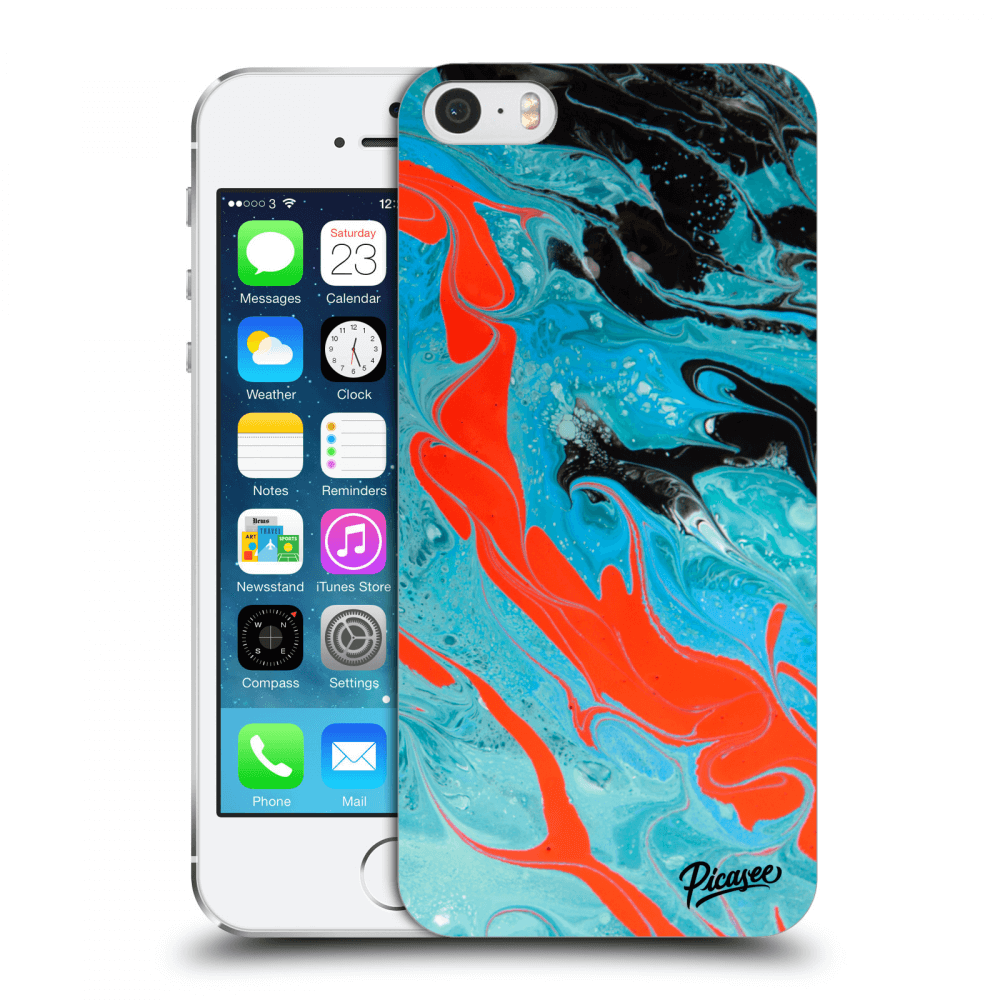 Picasee silikónový prehľadný obal pre Apple iPhone 5/5S/SE - Blue Magma