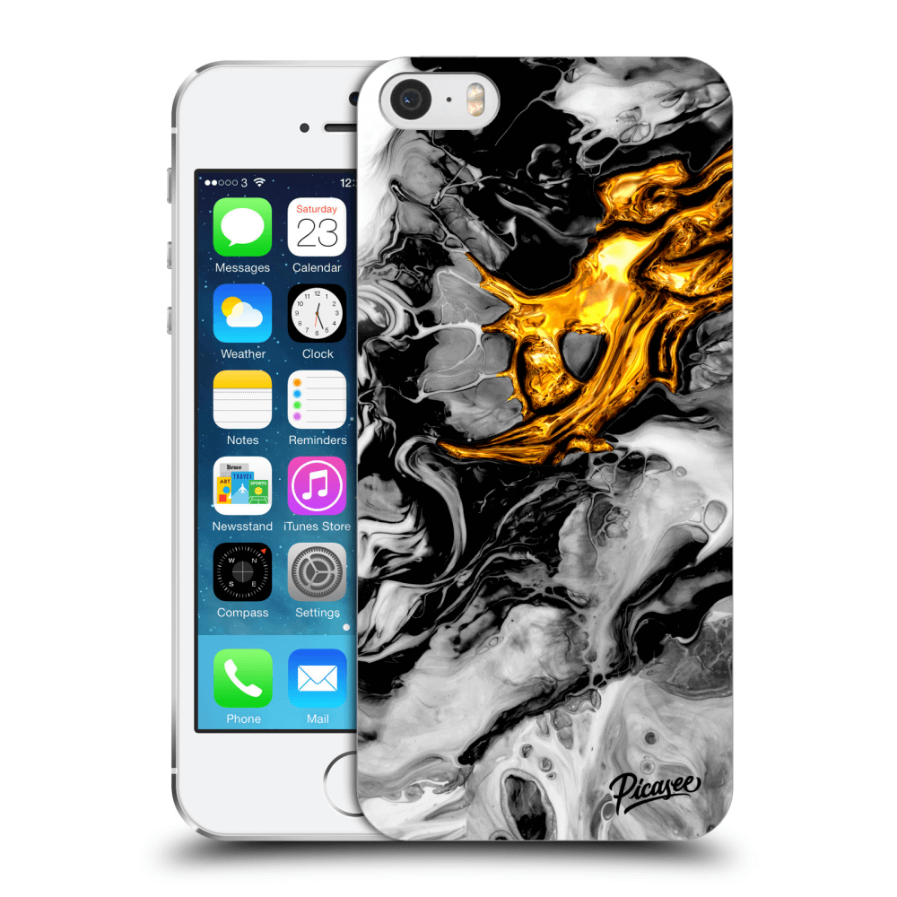 Picasee silikónový prehľadný obal pre Apple iPhone 5/5S/SE - Black Gold 2