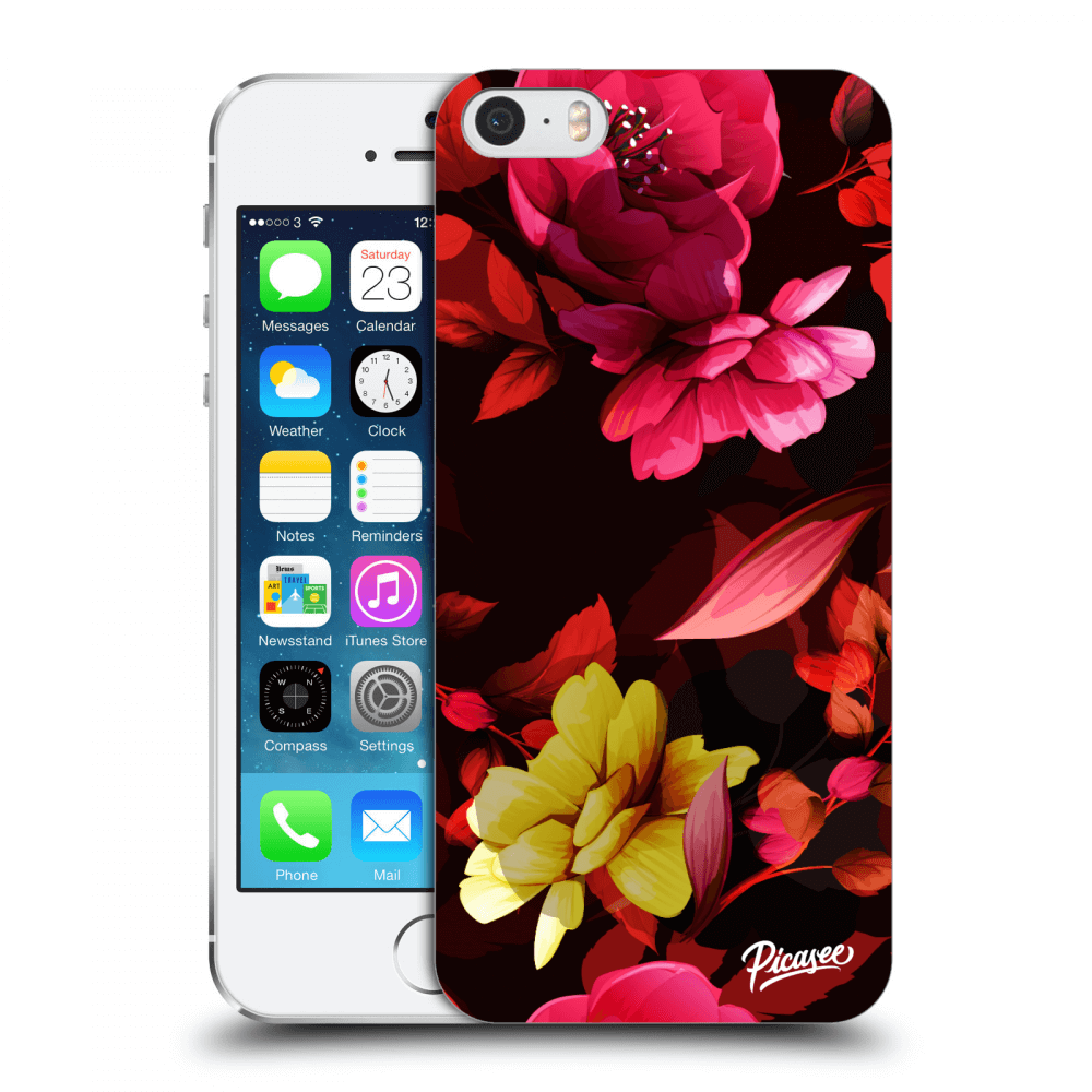 Picasee silikónový prehľadný obal pre Apple iPhone 5/5S/SE - Dark Peonny
