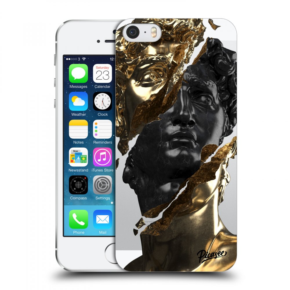 Picasee silikónový prehľadný obal pre Apple iPhone 5/5S/SE - Gold - Black