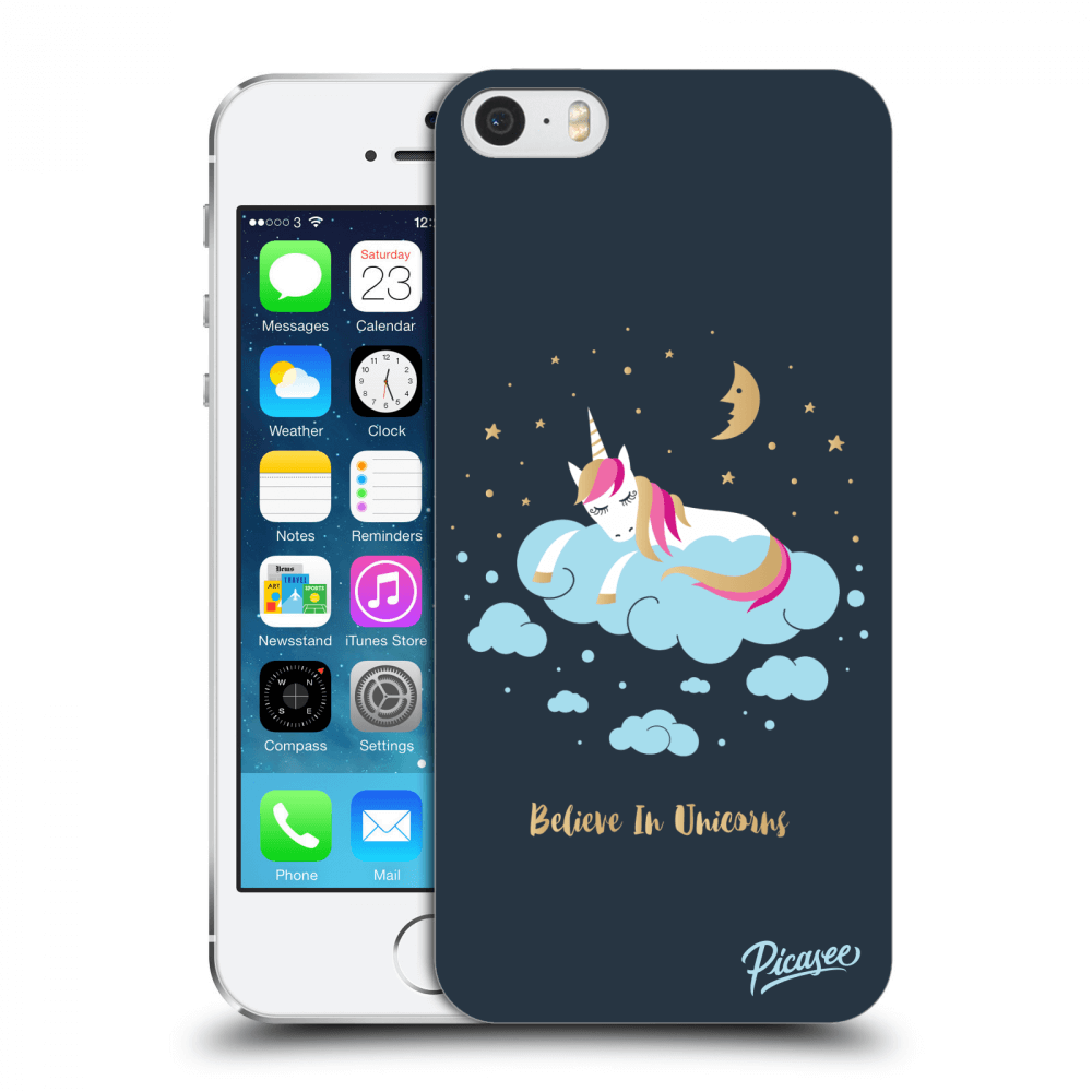 Picasee plastový čierny obal pre Apple iPhone 5/5S/SE - Believe In Unicorns