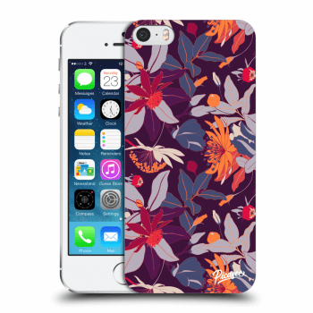Picasee silikónový prehľadný obal pre Apple iPhone 5/5S/SE - Purple Leaf