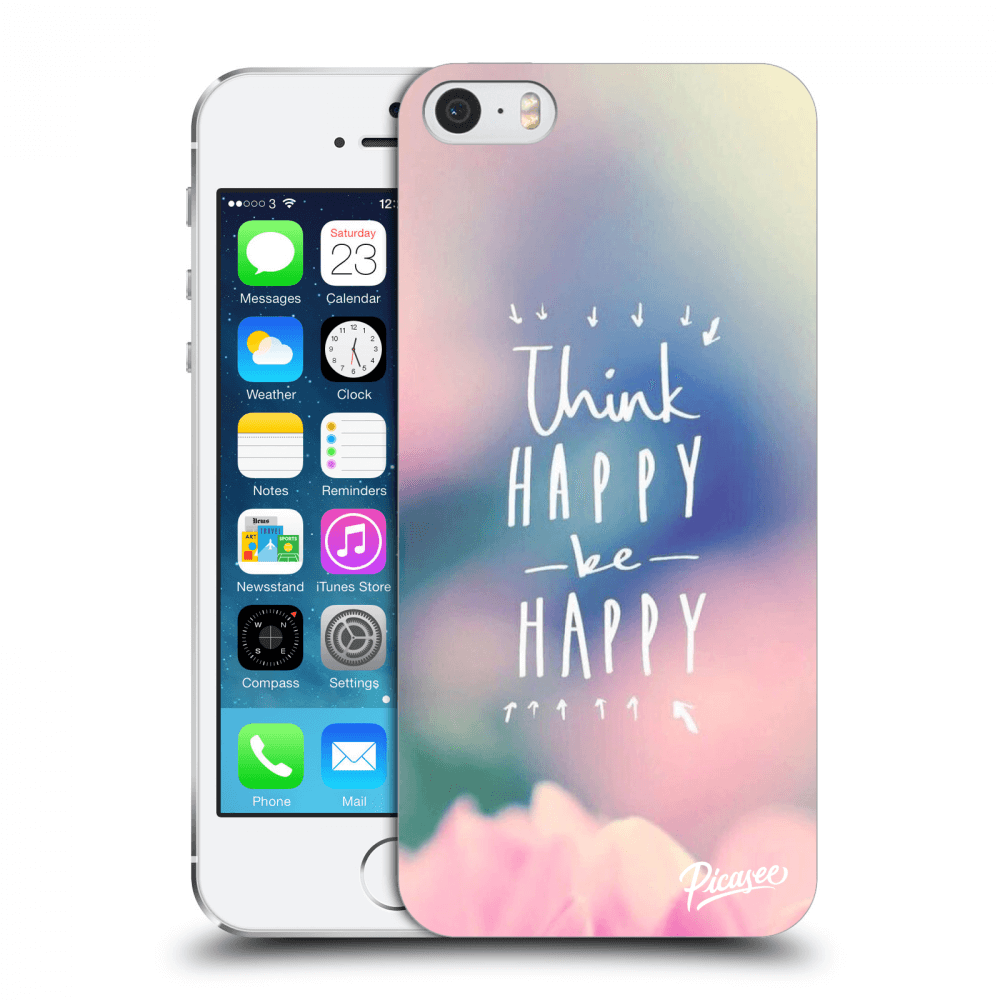 Picasee silikónový prehľadný obal pre Apple iPhone 5/5S/SE - Think happy be happy
