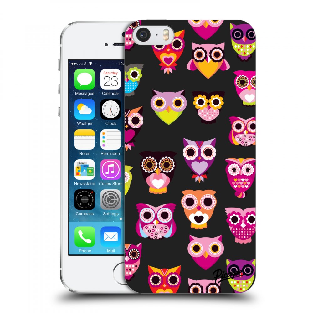 Picasee plastový čierny obal pre Apple iPhone 5/5S/SE - Owls