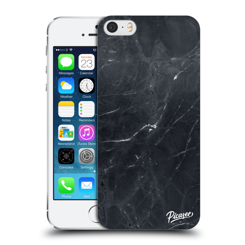 Picasee silikónový prehľadný obal pre Apple iPhone 5/5S/SE - Black marble
