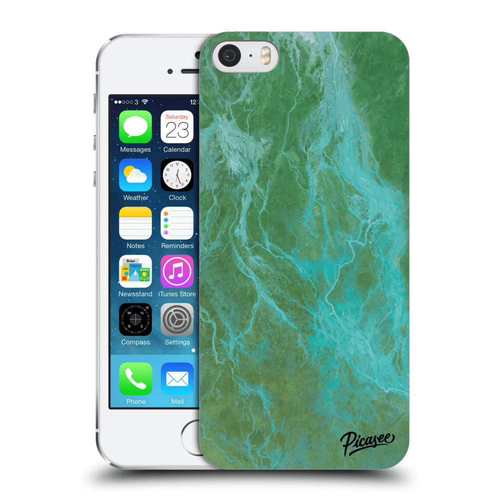 Picasee plastový čierny obal pre Apple iPhone 5/5S/SE - Green marble