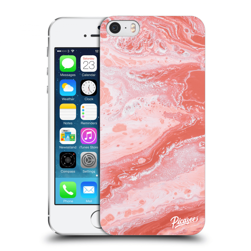 Picasee silikónový prehľadný obal pre Apple iPhone 5/5S/SE - Red liquid