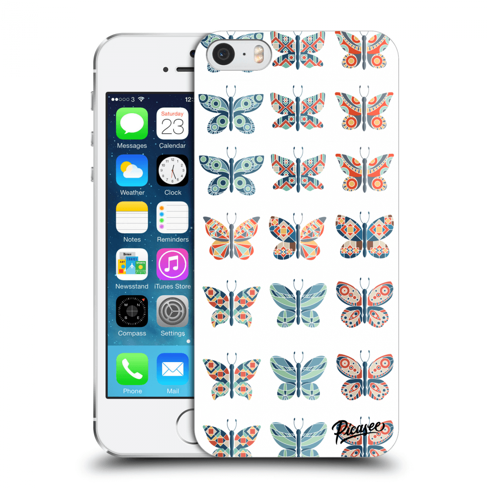 Picasee plastový čierny obal pre Apple iPhone 5/5S/SE - Butterflies