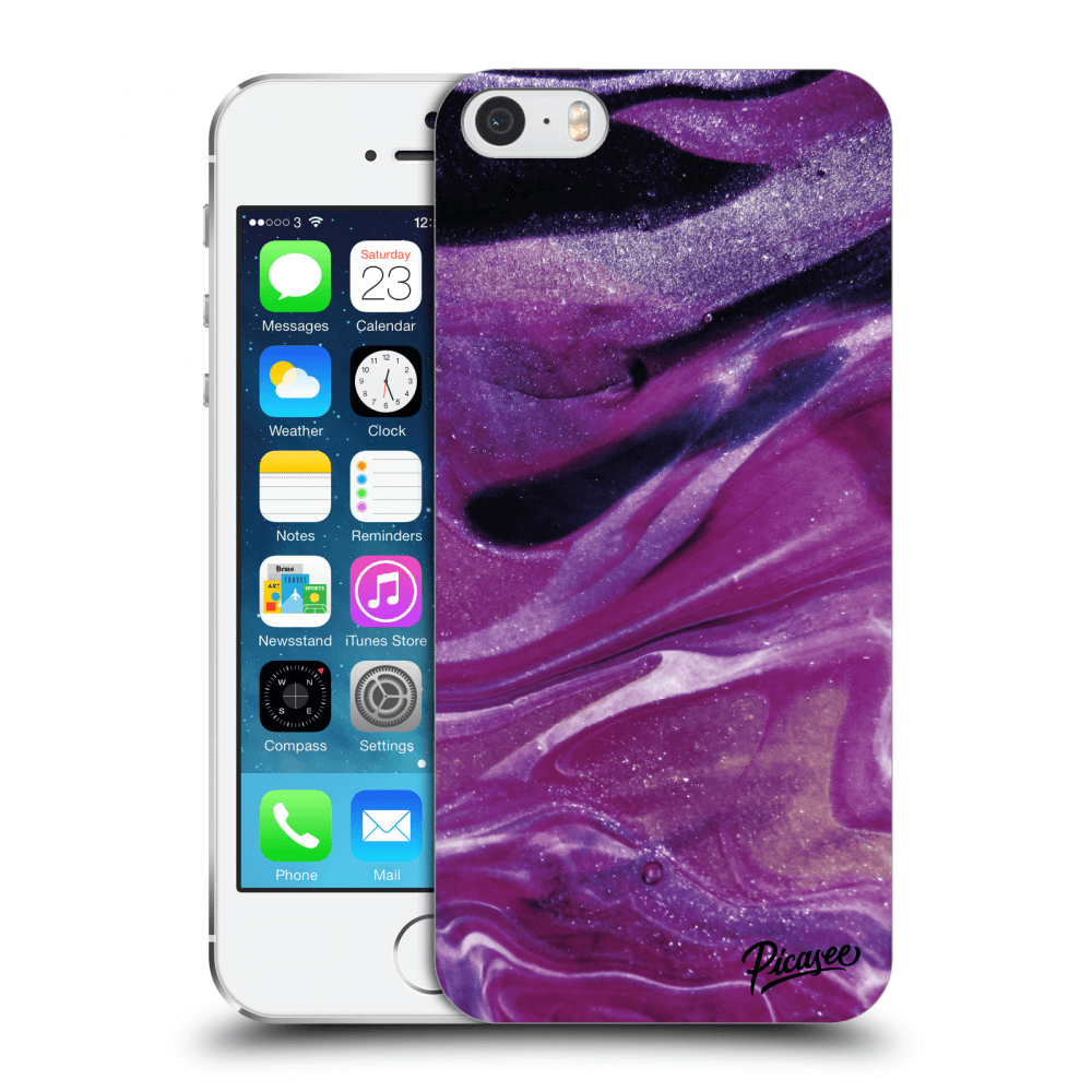 Picasee silikónový prehľadný obal pre Apple iPhone 5/5S/SE - Purple glitter