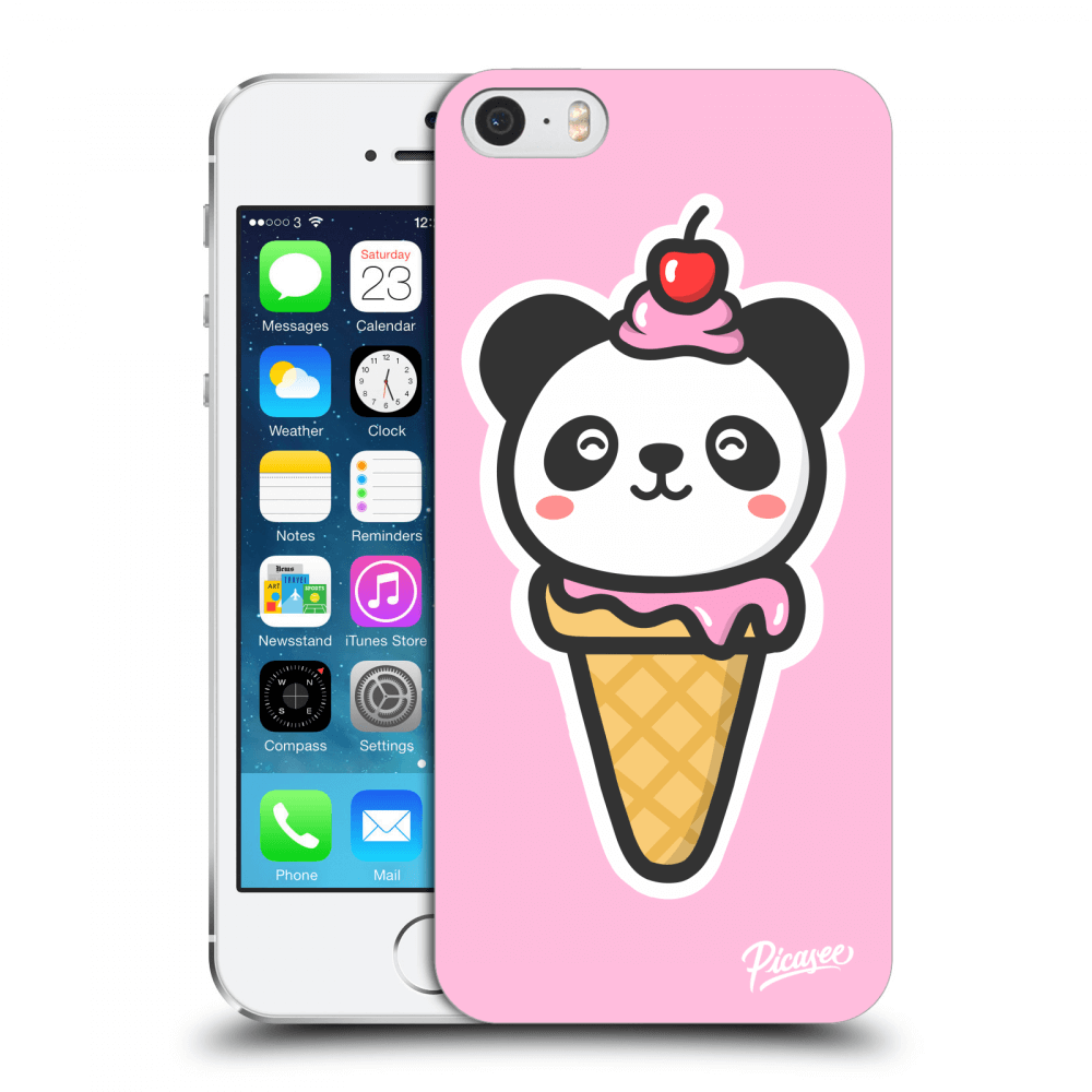 Picasee plastový prehľadný obal pre Apple iPhone 5/5S/SE - Ice Cream Panda