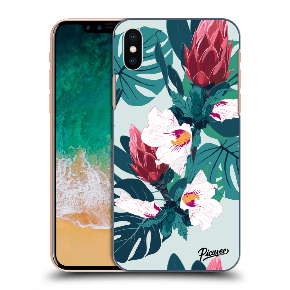 Picasee silikónový prehľadný obal pre Apple iPhone X/XS - Rhododendron