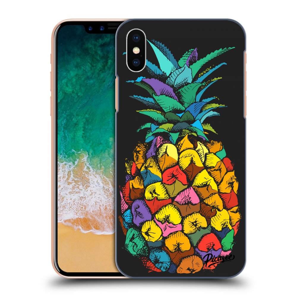 Picasee silikónový čierny obal pre Apple iPhone X/XS - Pineapple