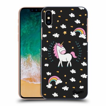 Picasee silikónový čierny obal pre Apple iPhone X/XS - Unicorn star heaven