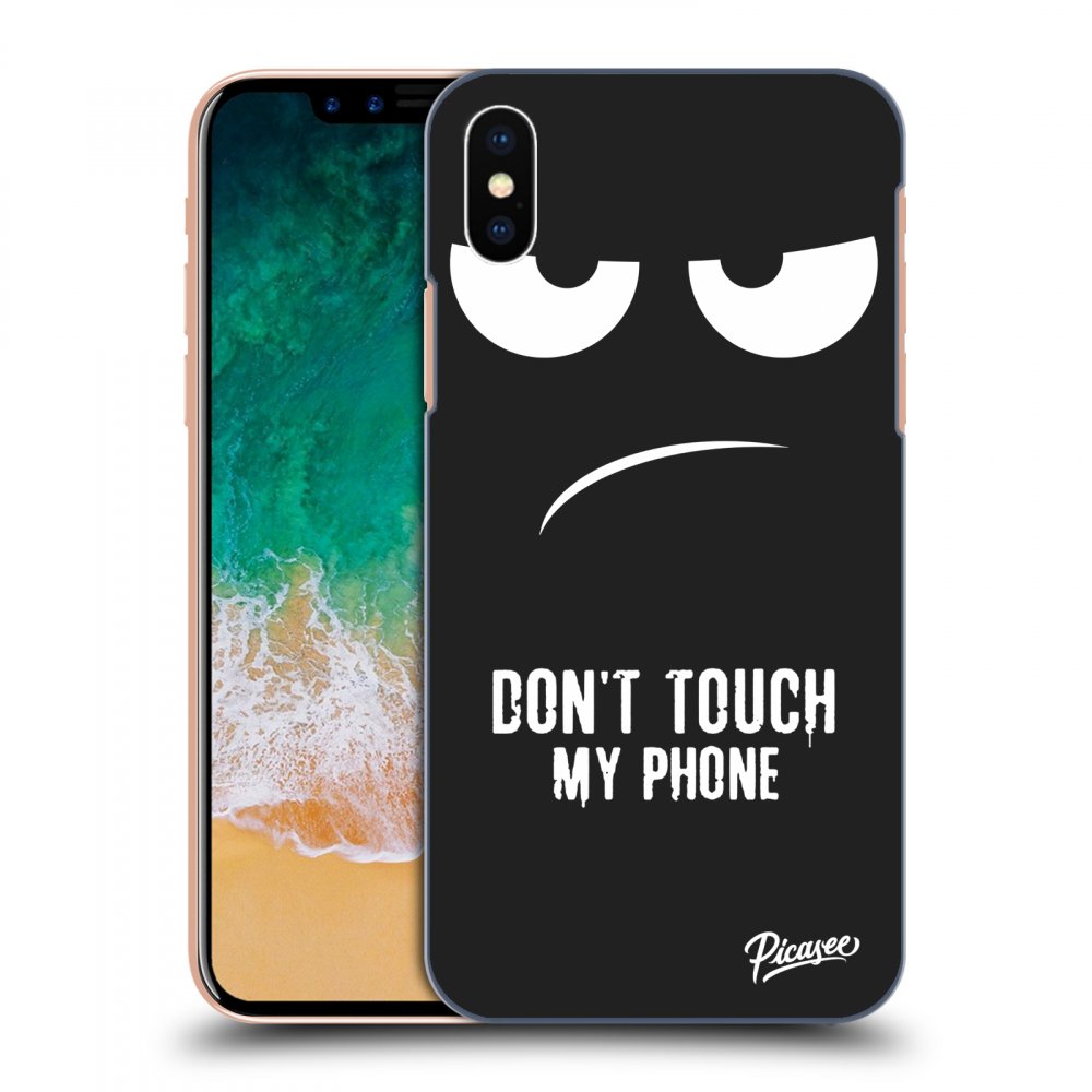 Picasee silikónový čierny obal pre Apple iPhone X/XS - Don't Touch My Phone