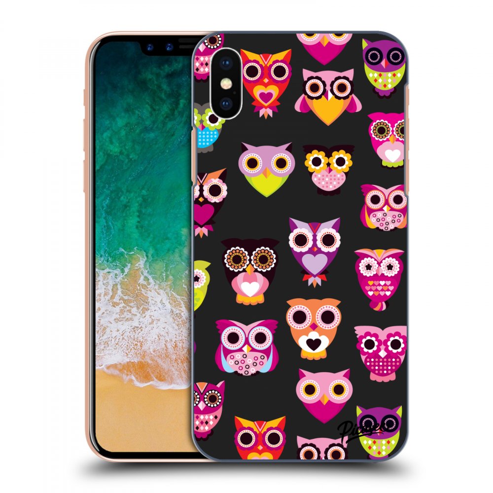 Picasee silikónový čierny obal pre Apple iPhone X/XS - Owls