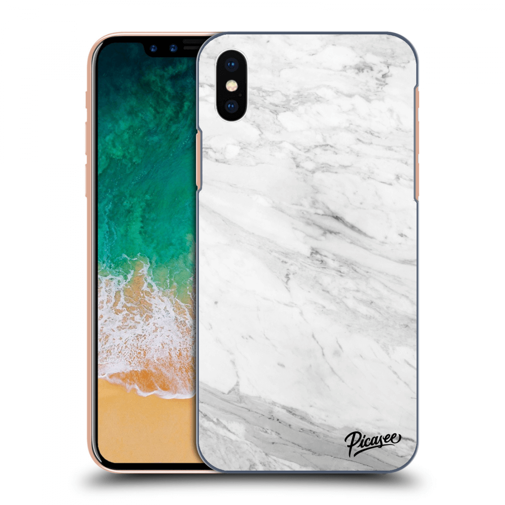 Picasee silikónový čierny obal pre Apple iPhone X/XS - White marble
