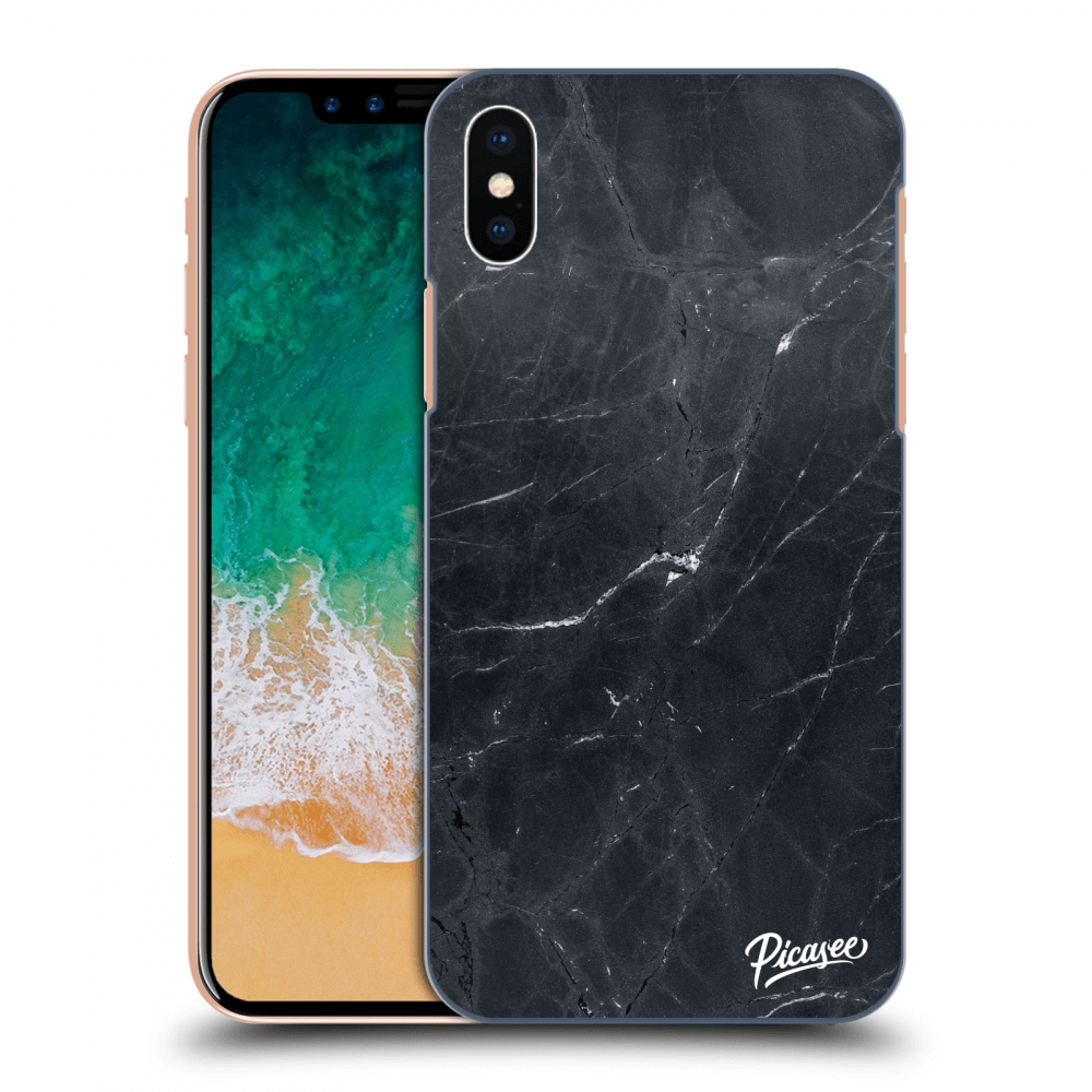 Picasee silikónový prehľadný obal pre Apple iPhone X/XS - Black marble