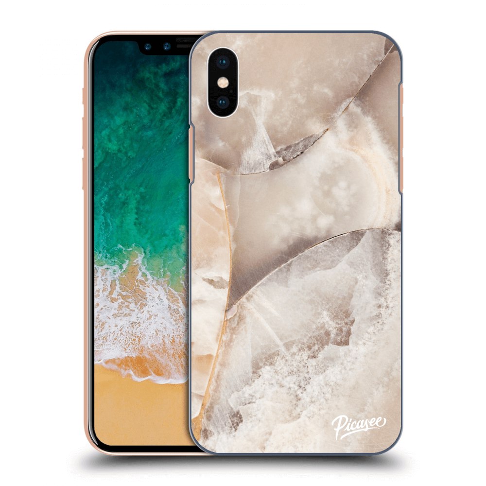 Picasee silikónový prehľadný obal pre Apple iPhone X/XS - Cream marble
