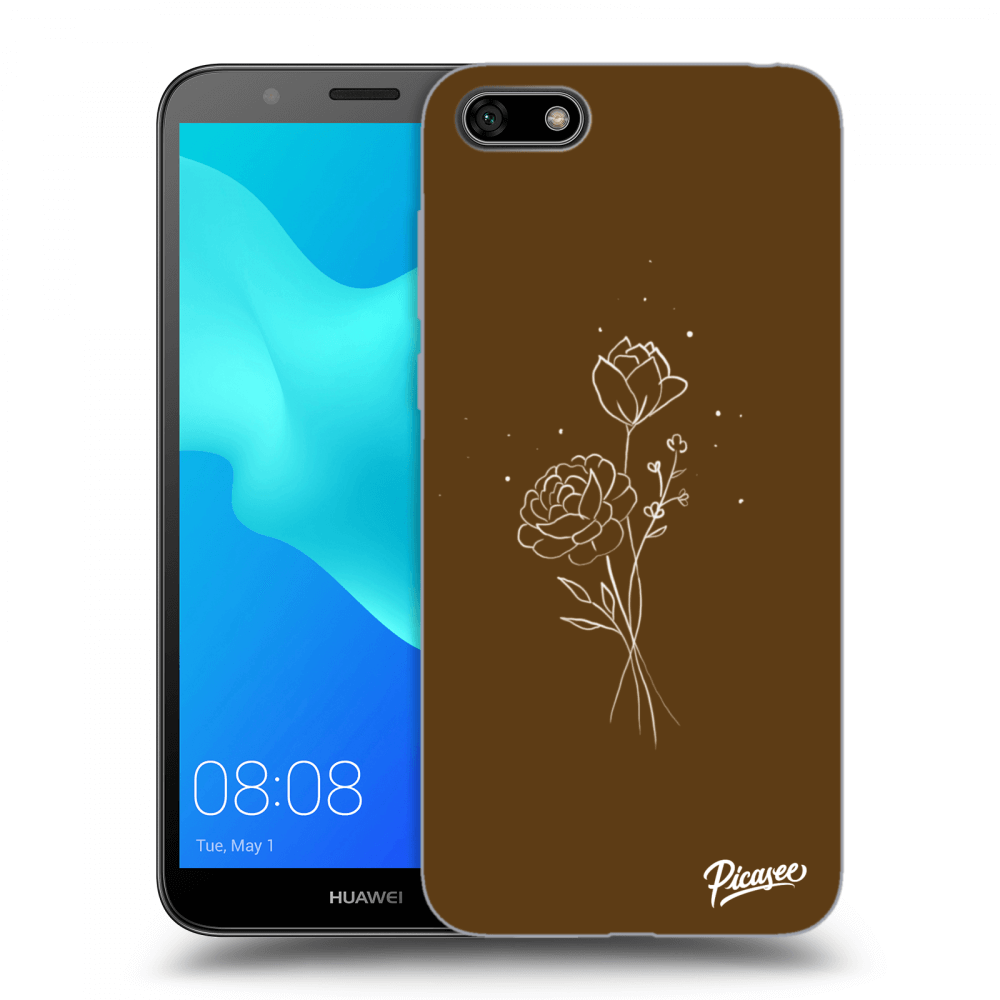 Picasee silikónový čierny obal pre Huawei Y5 2018 - Brown flowers