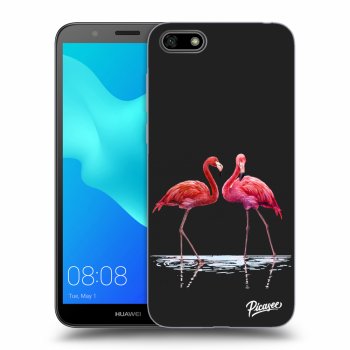 Picasee silikónový čierny obal pre Huawei Y5 2018 - Flamingos couple