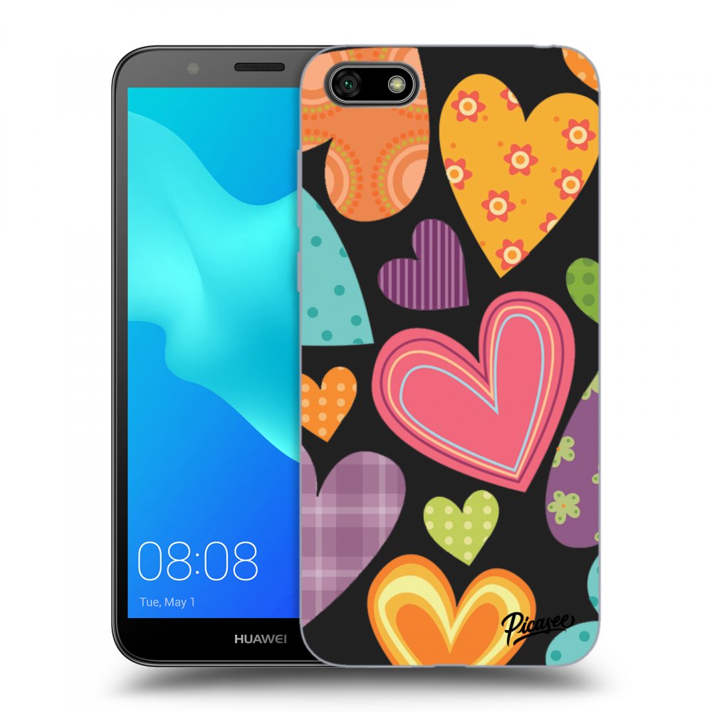 Picasee silikónový čierny obal pre Huawei Y5 2018 - Colored heart