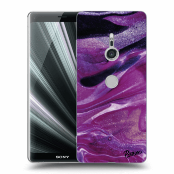 Picasee silikónový prehľadný obal pre Sony Xperia XZ3 - Purple glitter