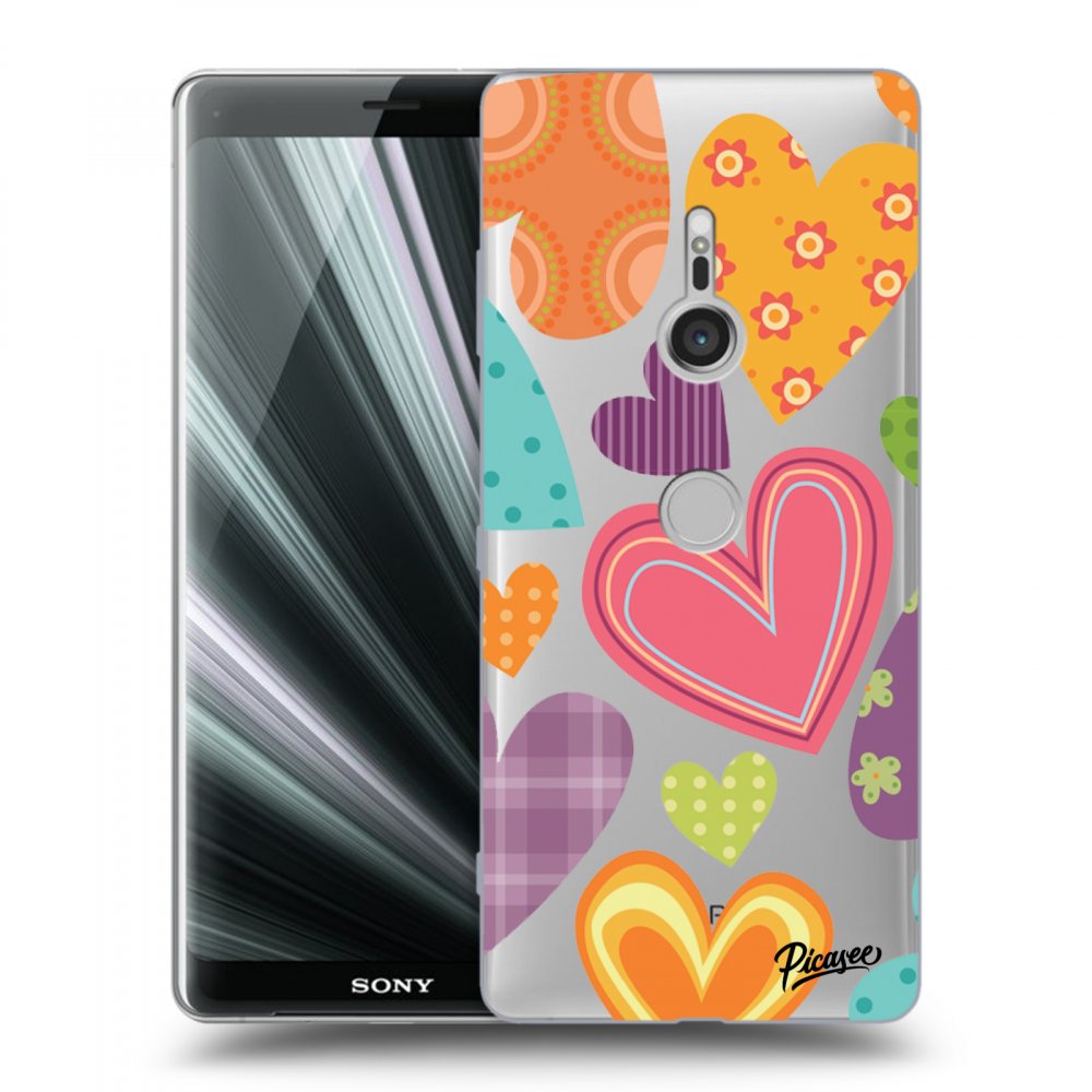 Picasee silikónový prehľadný obal pre Sony Xperia XZ3 - Colored heart