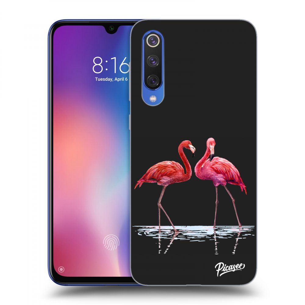Picasee silikónový čierny obal pre Xiaomi Mi 9 SE - Flamingos couple