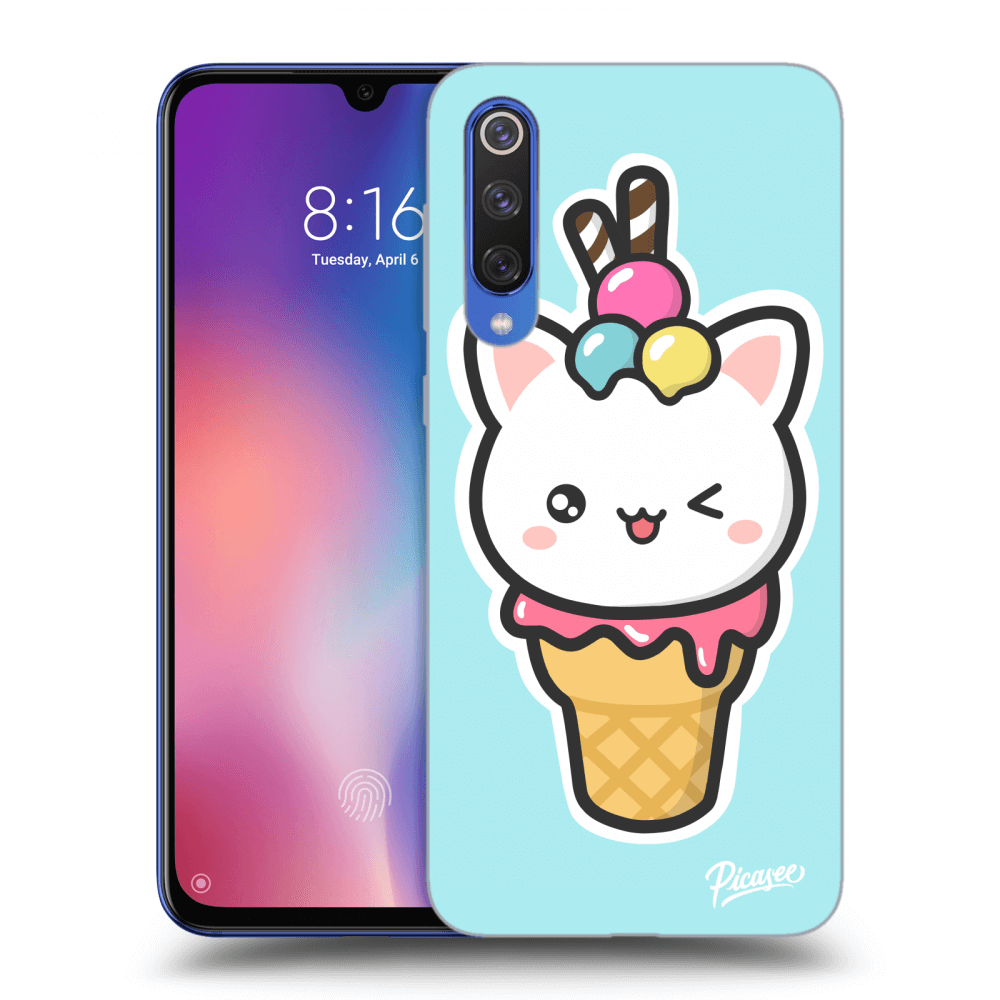 Picasee silikónový čierny obal pre Xiaomi Mi 9 SE - Ice Cream Cat