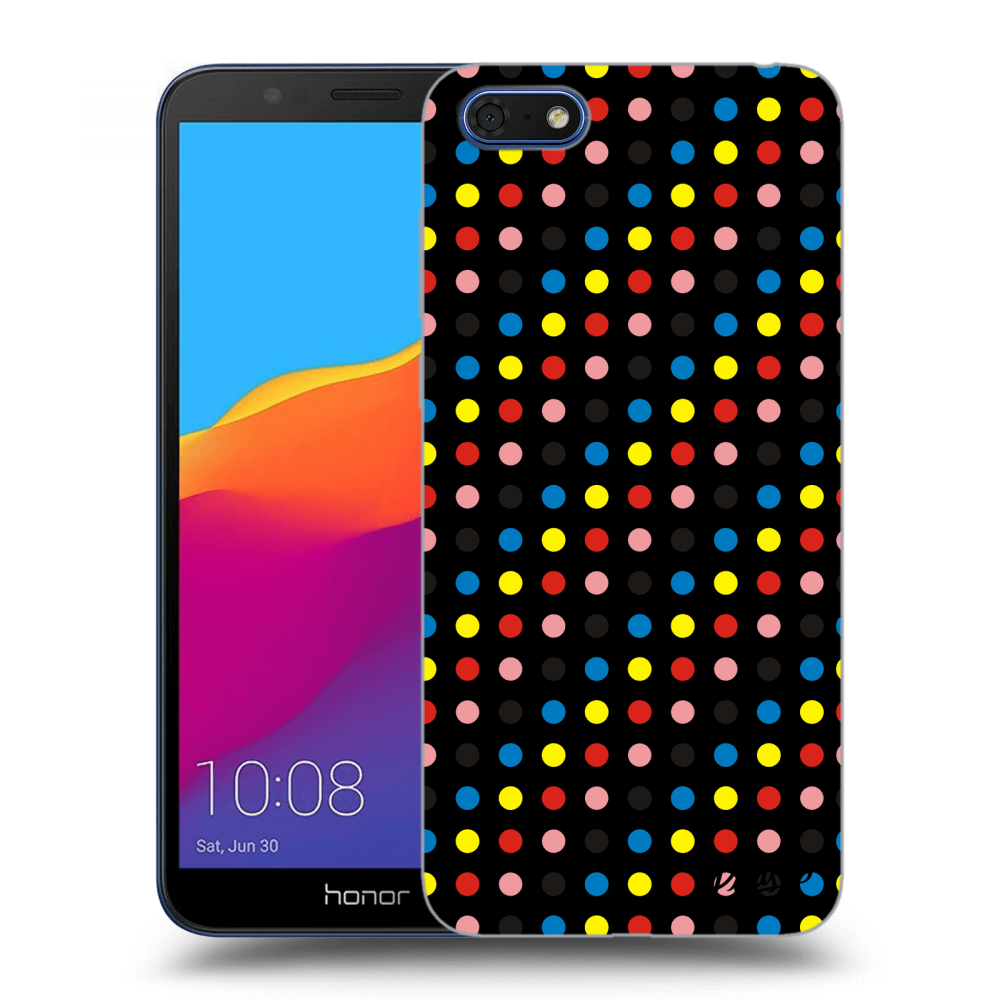Picasee silikónový čierny obal pre Honor 7S - Colorful dots