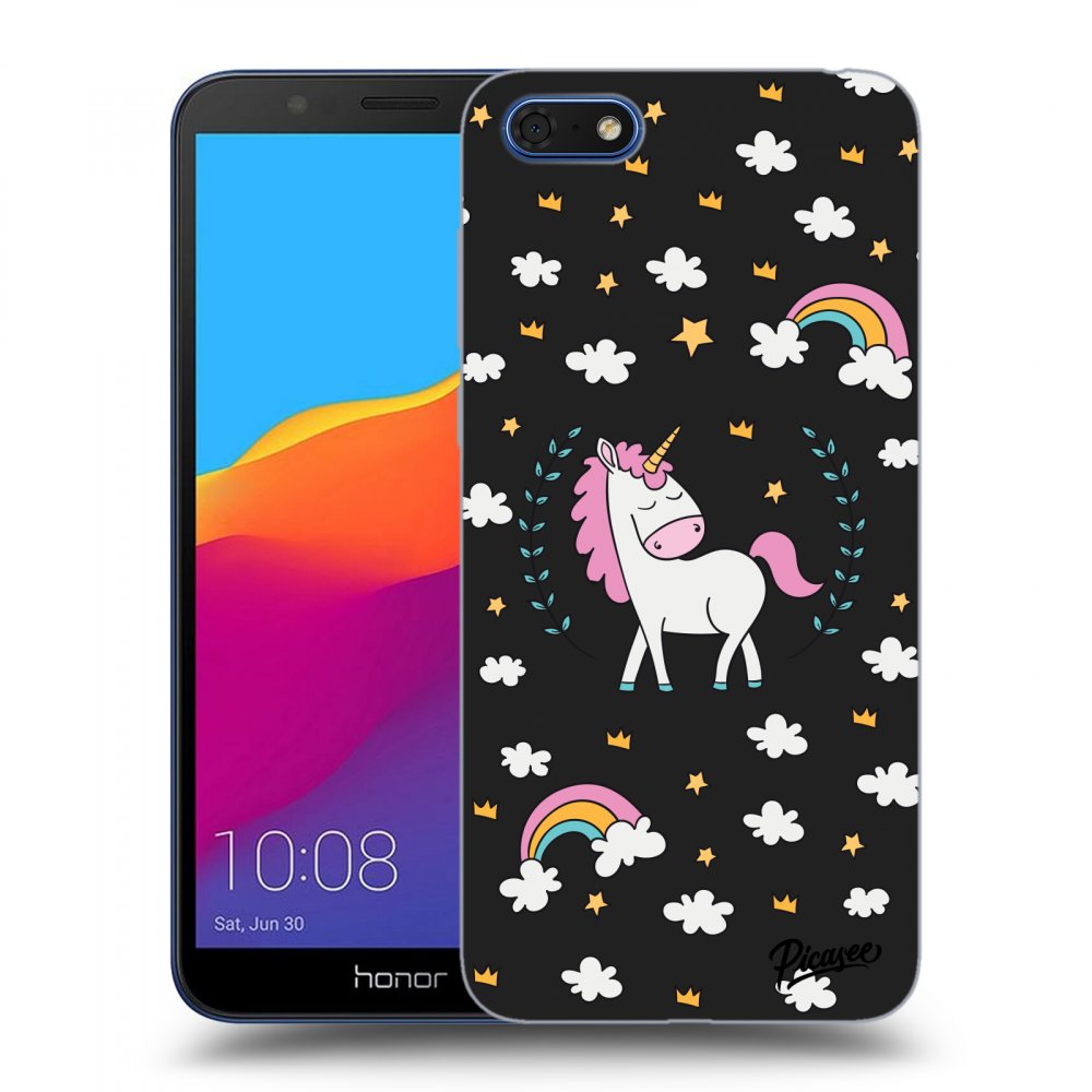 Picasee silikónový čierny obal pre Honor 7S - Unicorn star heaven