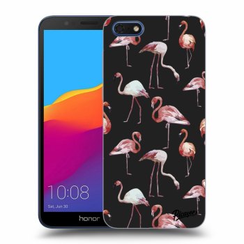 Picasee silikónový čierny obal pre Honor 7S - Flamingos